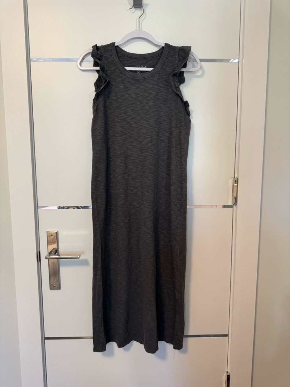 Sleeveless Ruffle-Shoulder Maxi Dress - Charcoal - Picture 1 of 1